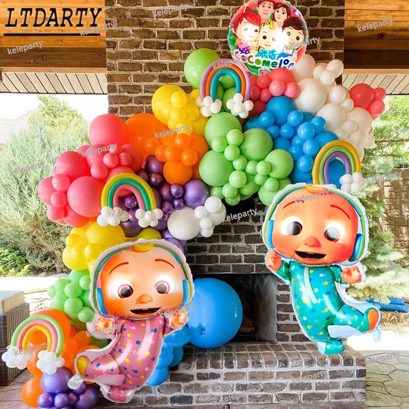 107Pcs Cocomelon Theme Rainbow Color Latex Balloon Garland Arch Kit ...