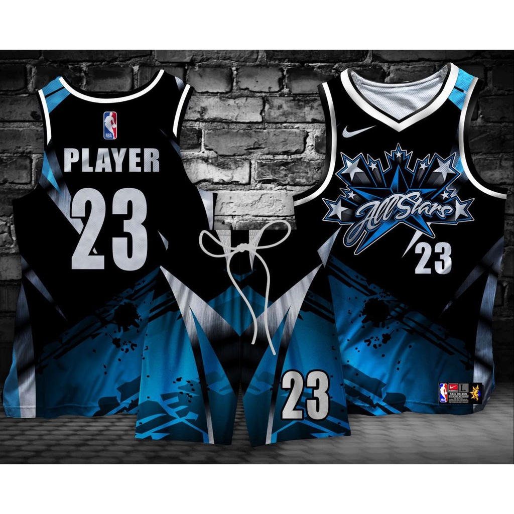 Set All Stars Blue Basketball Jersey with Free Customize Name and