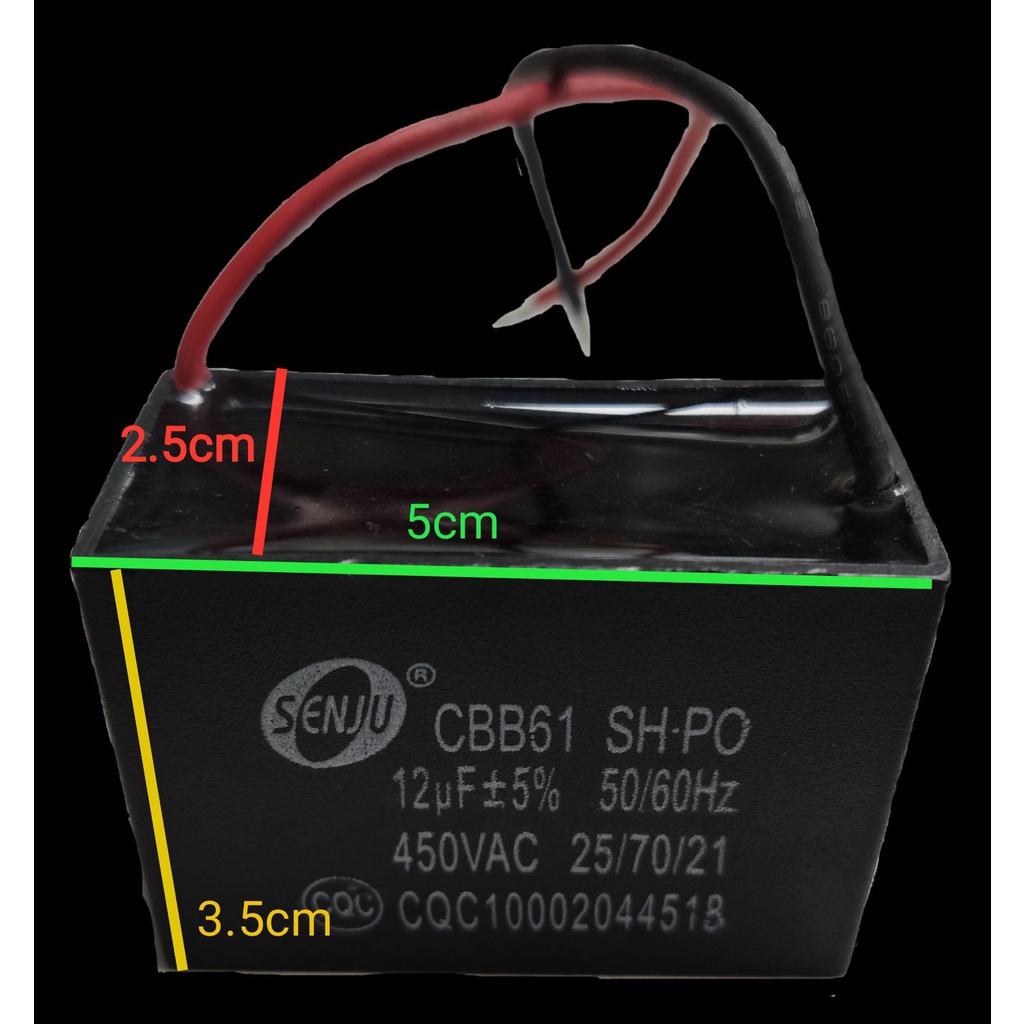 Motor Capacitor 12uF 450V AC, Electric Capacitor Square Type, Electric