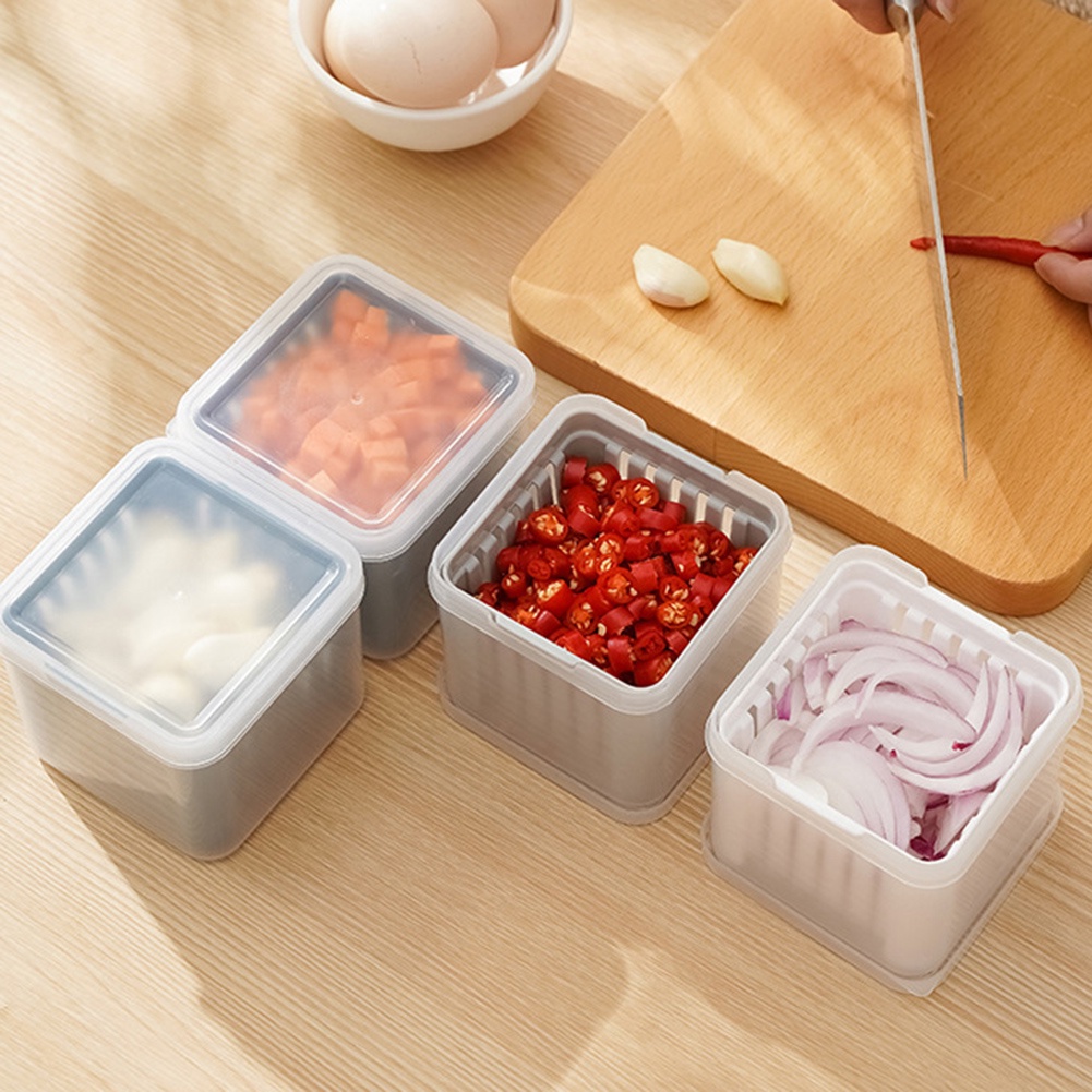 Food Containers With Removable Drain Layer Stackable MealPrep Containers For Chopped Green