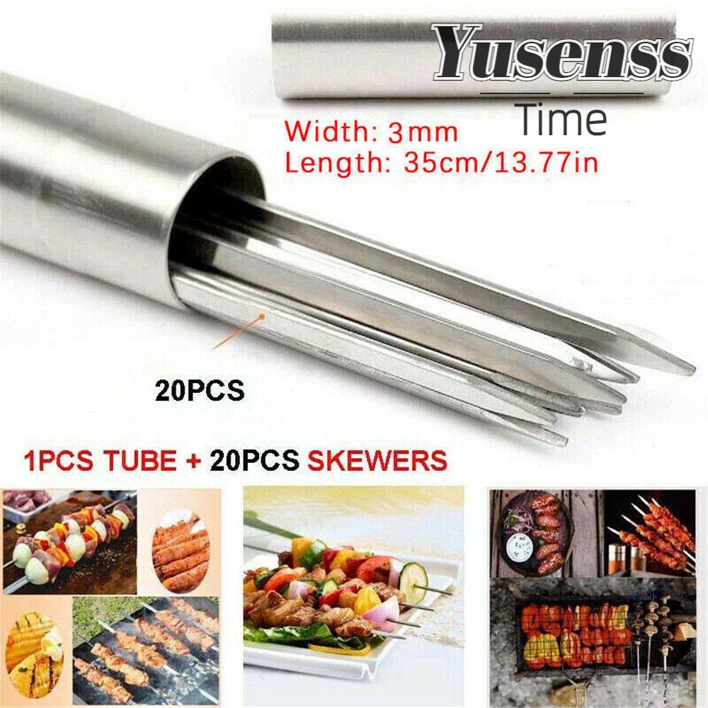 20Pcs/Set Long Metal BBQ Skewers Kabob Grilling Skewers Set Stainless