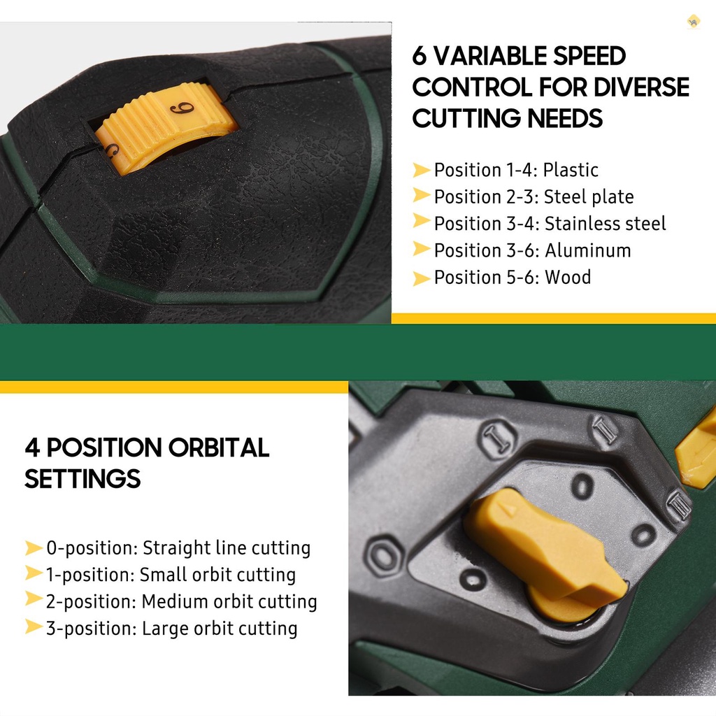 KKnoon 800W 6.5Amp 3000 SPM Jigsaw 6 Variable Speed Jig Saw with Laser