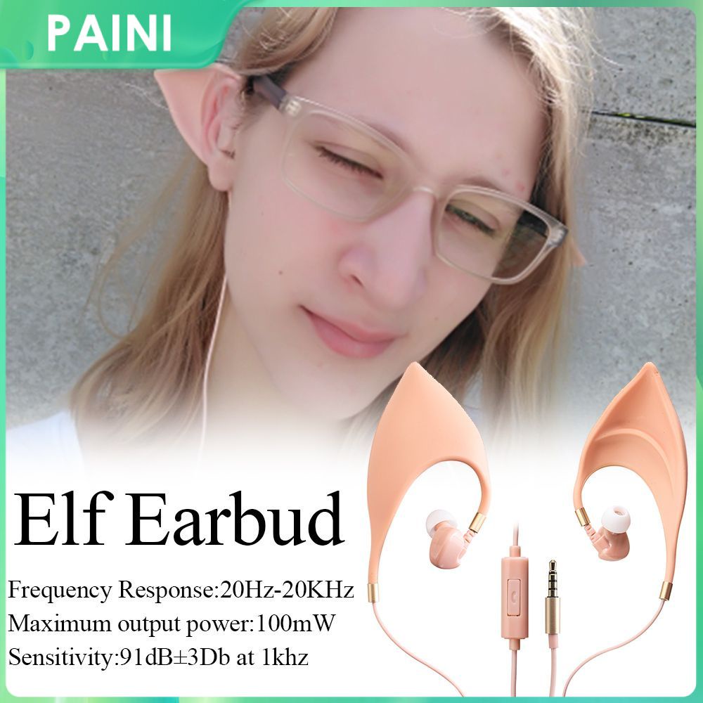 Elf ear Earphone With Mic 3.5mm/Type-C Holiday Gifts Stereo Cosplay ...