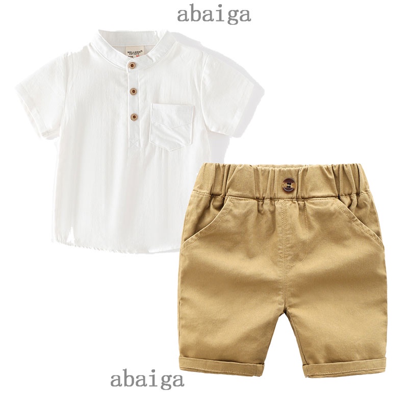 Baby Boss Outfit for Boy Collarless Shirt Shorts 1yr Old Baby Boy