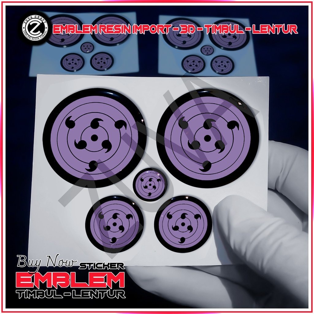3d MOTORCYCLE STICKER embossed FLEXIBLE LOGO EMBLEM RINNEGAN SASUKE ...