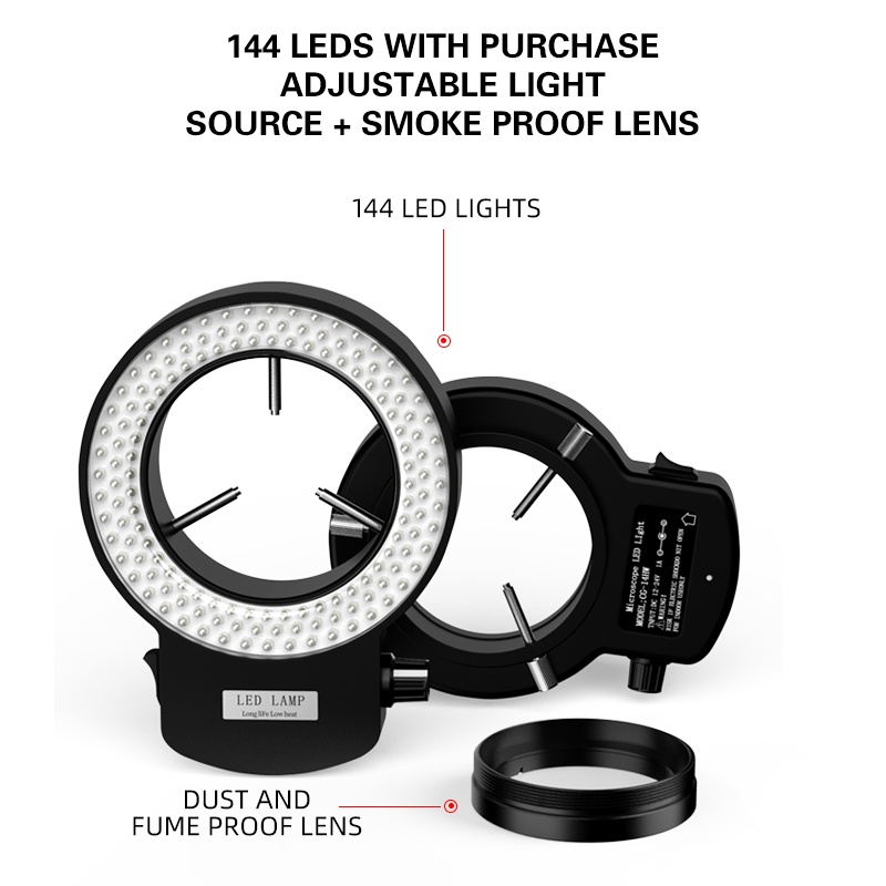 RF4 Microscope Adjustable 144 LED Lighting Industrial Binocular