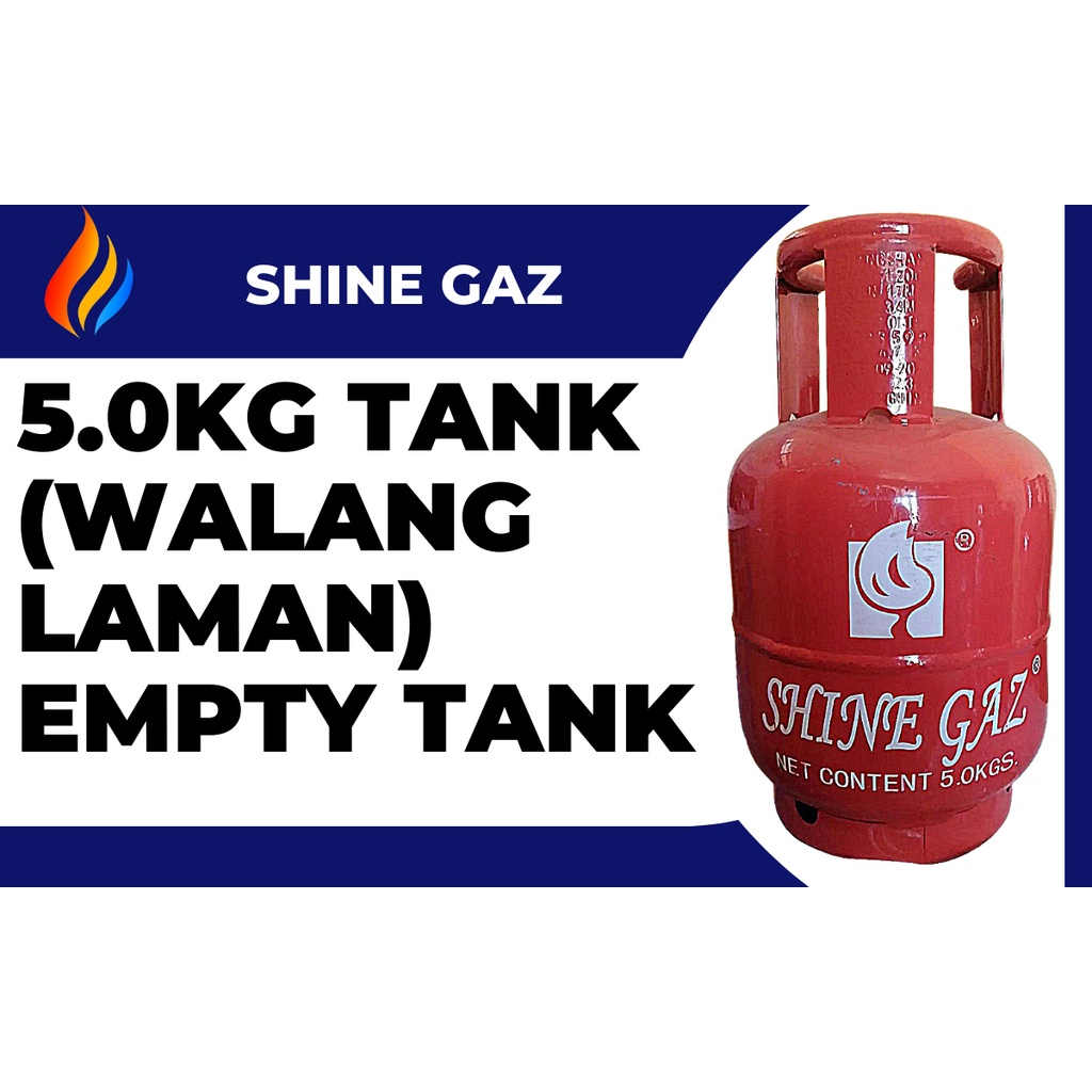 SHINE GAZ, GAS TANK LPG 5.0KG, tank POLvalve and snap on, EMPTY TANK