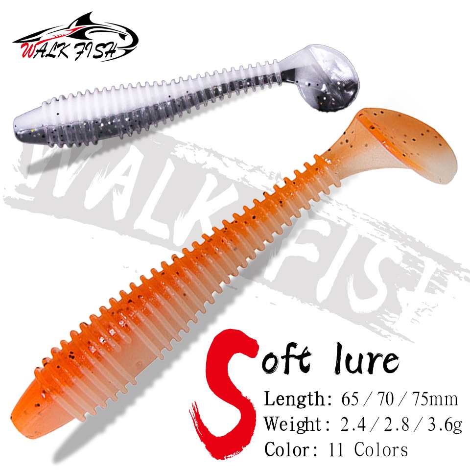 WALK FISH 10PCS 6.5cm/7cm/7.5cm Soft Lures Jigging Wobblers Worms ...