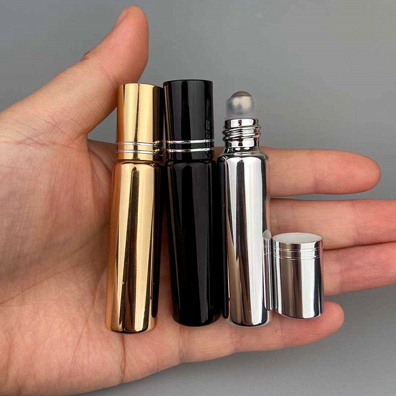 JamHooDirect 10Pcs, 5Ml Essential Oil Roll on Bottles Refillable Rainbow Glass Roller Bottles with Stainless Steel Roller Balls & Black Caps & Bottle Opener, Perfect for Aromatherapy, Fragrance main image 1