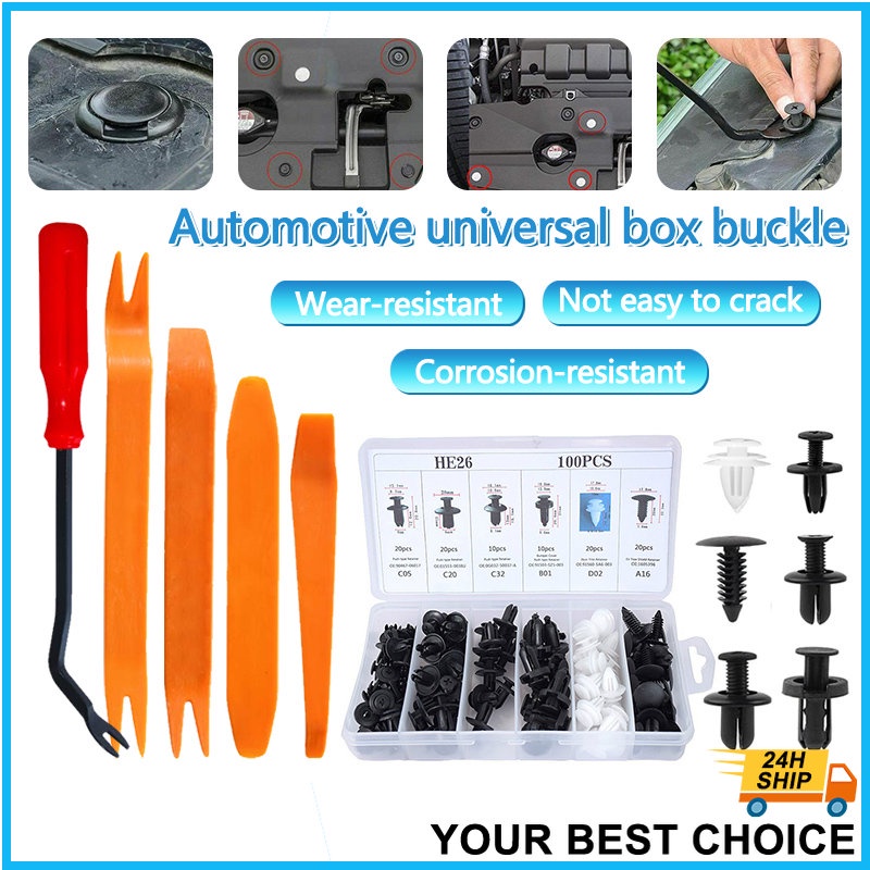 100pcs Auto Fastener Clip Car Body Push Retainer Pin Rivet Bumper Door ...