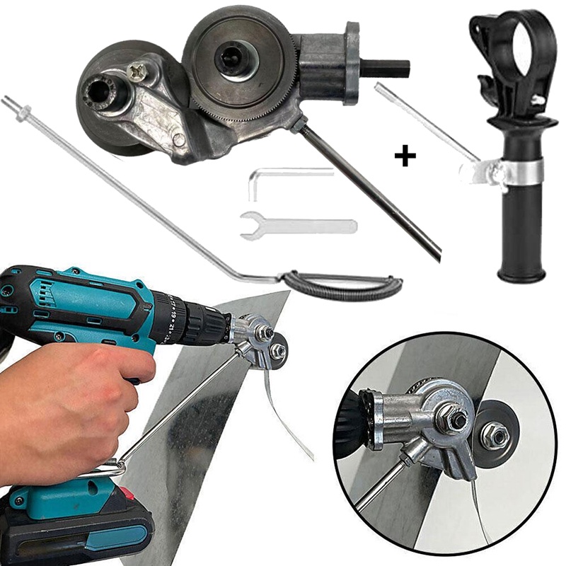 Electric Drill Attachment + Handle for Metal Plate Shear Iron Nibbler Saw Cutter Shopee