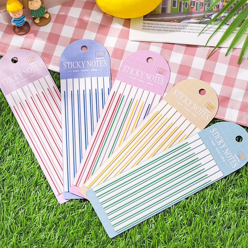 160pcs PET Strip Underline Sticky Notes Students Pasted Fluorescent ...