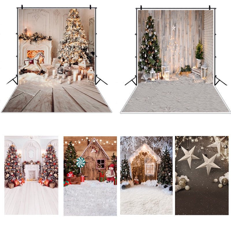 Merry Christmas Photography Backdrop Wooden Floor Tree Fireplace Baby ...