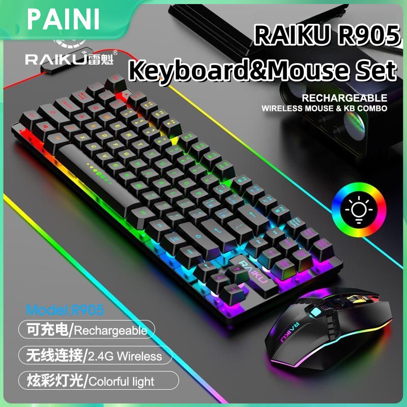 Rechargeable Keyboard Mouse Combination Set With Dazzlingly Cool LED