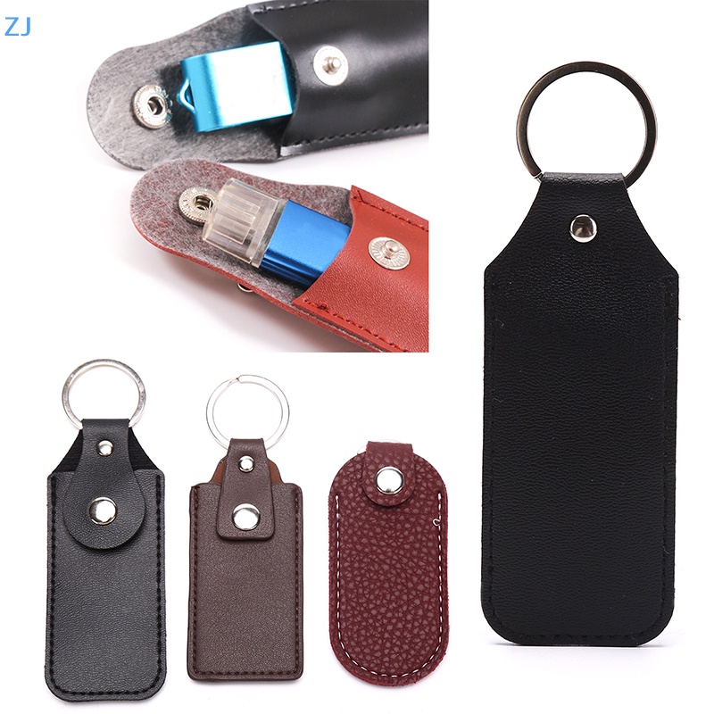 [ZJ] USB Case Protective Bag Portable Pocket Leather Key Ring for Usb ...