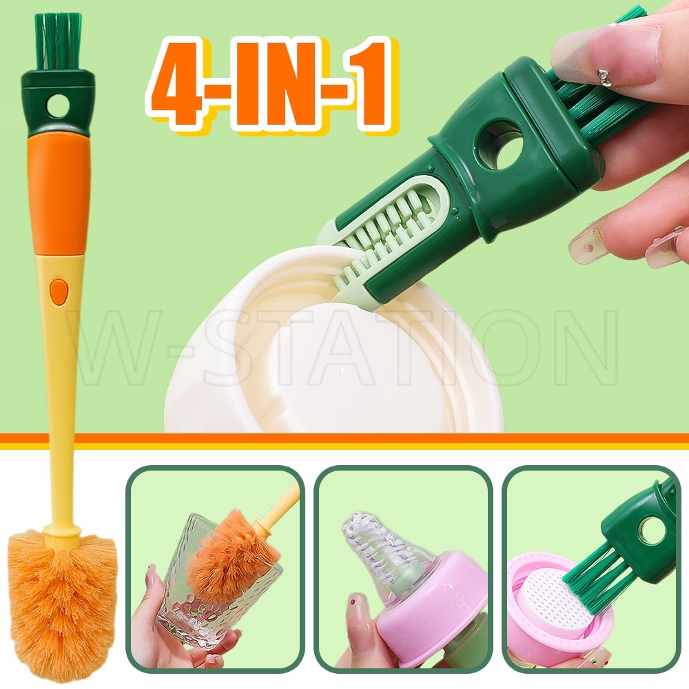 4 In 1 Carrot Cup Cleaning Brush / Long Handle Detailed Brush/ Bottle
