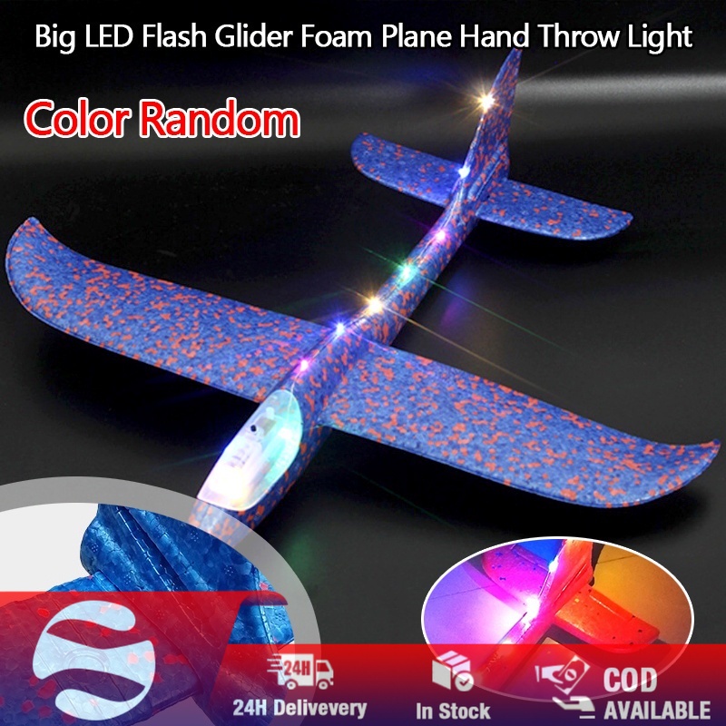 48cm LED Kids Toys Hand Throw Flying Glider Plane Foam Aeroplane Model ...