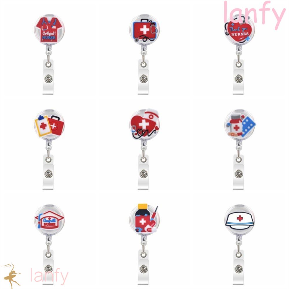 LANFY Nurse Badge Reel, Work Card Chest Card Retractable Badge Holder ...