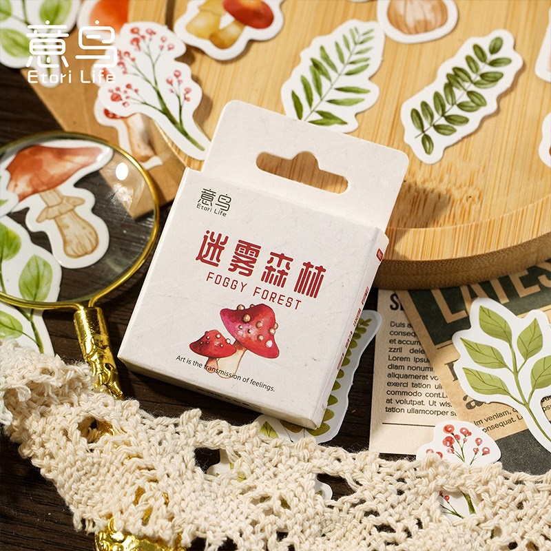 46 Pcs Mushrooms Plant Stickers Vintage Nature Stickers For