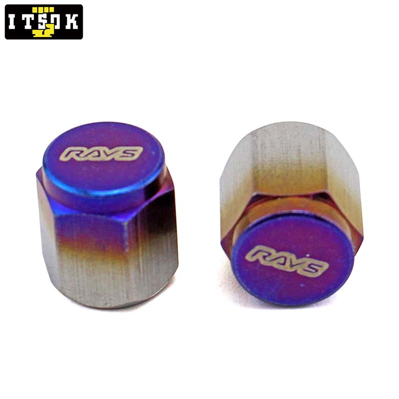 【ITSOK】RAYS Valve Caps 4Pcs/Set Aluminum Alloy Metal Titanium Burnt ...
