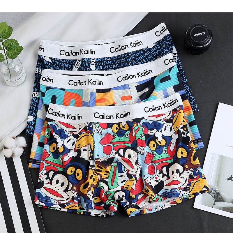 Wholesale Men's Underwear Student Trendy Boxer Bribbed Cotton Loose