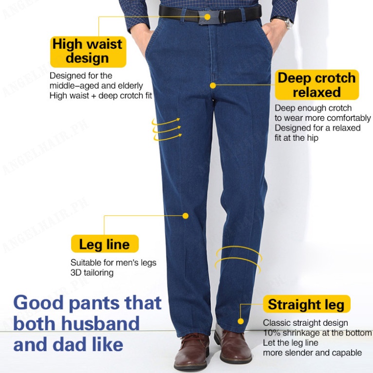 Summer thin stretch middleaged men's jeans Elderly Men's Jeans