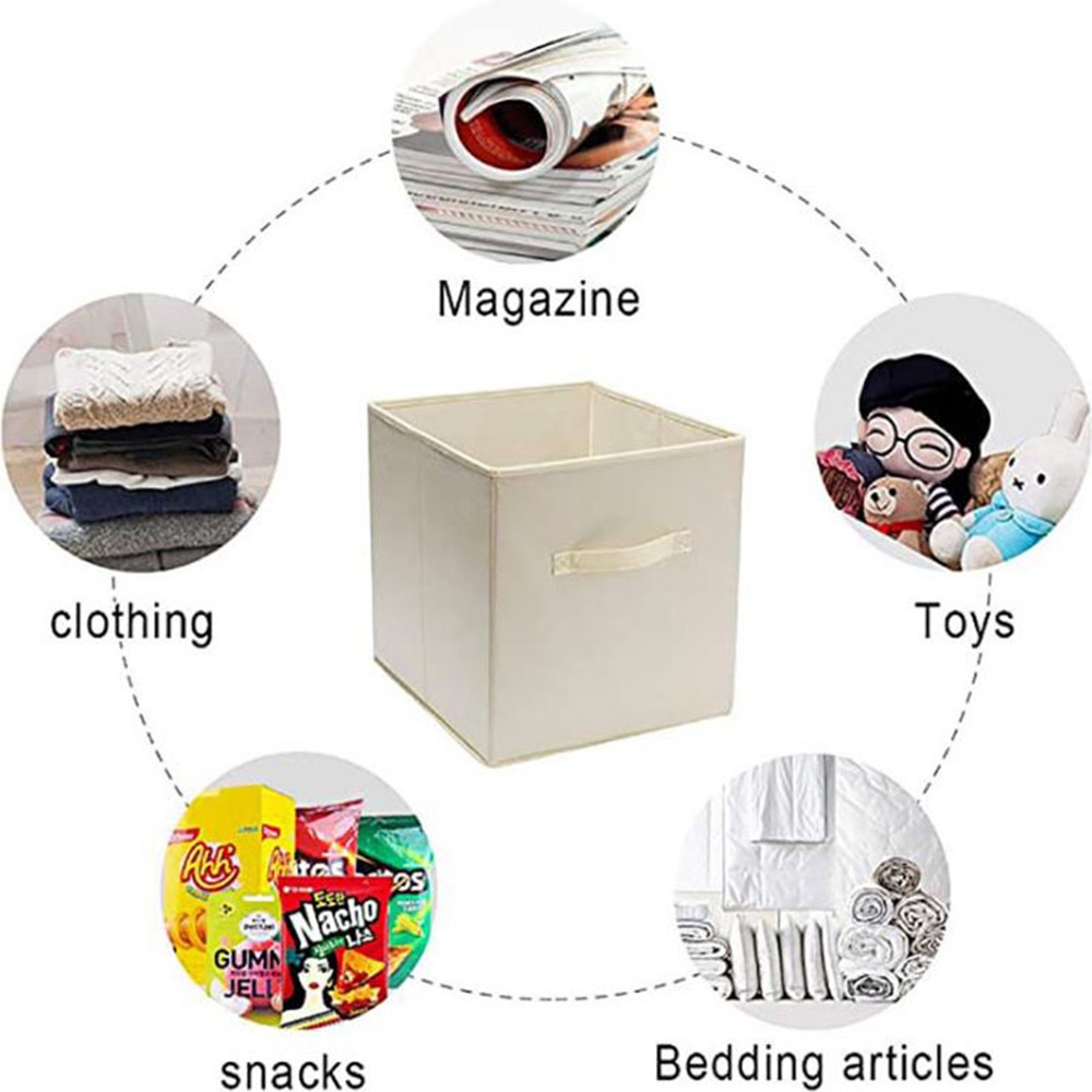 3Color Collapsible Nonwoven Bin Cube No Cover Foldable Storage Box