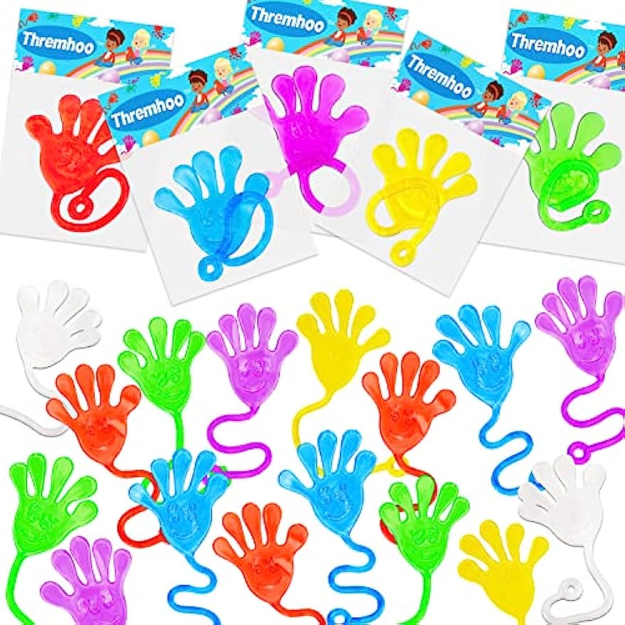 50 Pcs Glitter Mini Sticky Hands Toys Bulk Stretchy Slap Hands Sticky ...