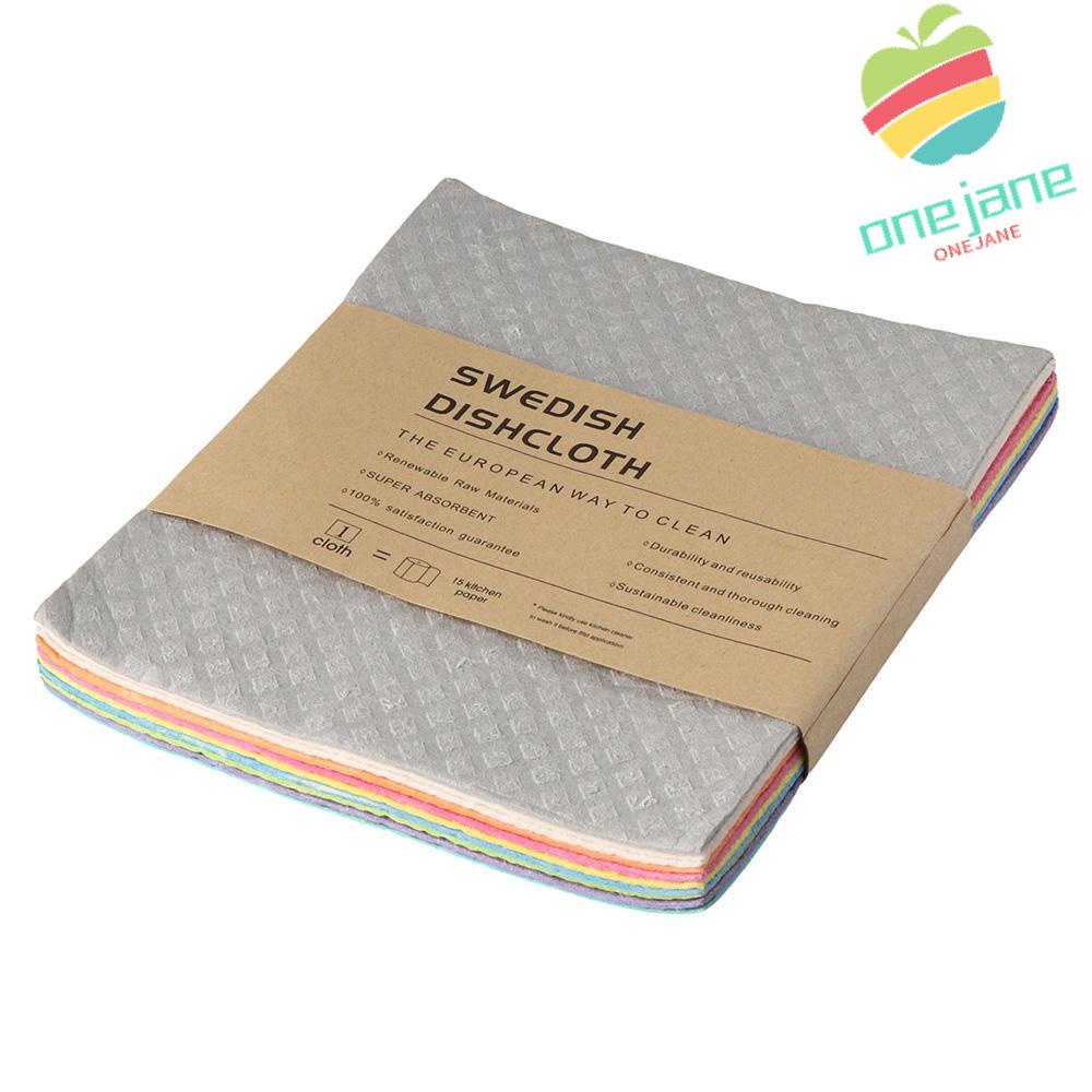 ONE-JANE 10Pcs Cellulose Sponge Cloth, Colorful Square Swedish ...