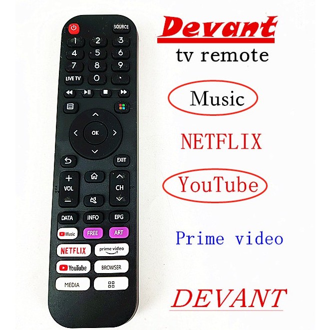devant 50UHD201 remote control Use For DEVANT LCD LED TV Player evision ...