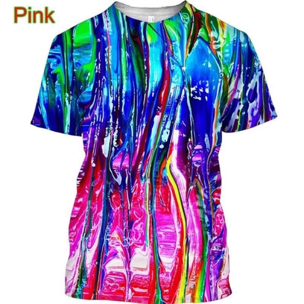 2023 Summer Colorful TShirts for Men 3D Printed Neon Abstract Tee Shirt Casual Short Sleeve