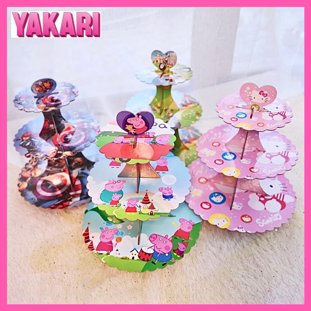 3layer-character-birthday-cup-cake-stand-paper-dessert-table-plate-kids