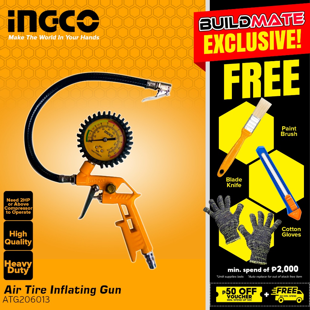 BUILDMATE Ingco Air Tire Inflating Gun 1/4" 174PSI Tire Inflator