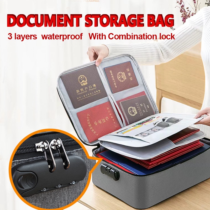 Large Capacity Portable storage bag for files with Lock Waterproof