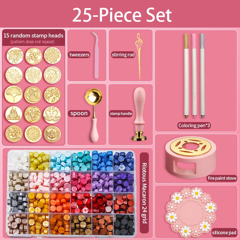 Pink Series Seal Set Wax Seal Stamp Head Fire Paint for Wedding