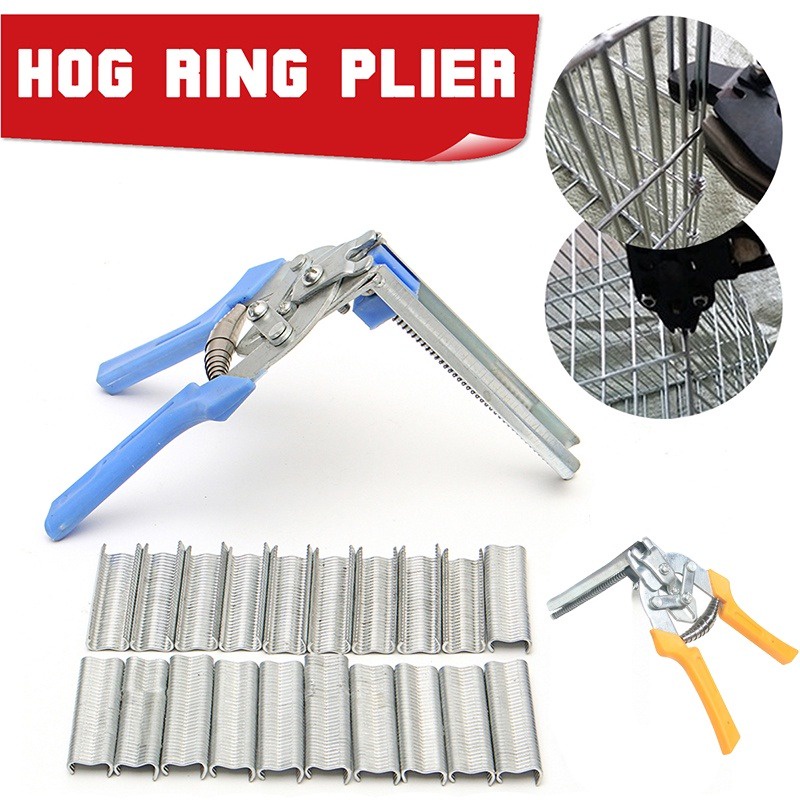 Hog Ring Plier Tool and 600pcs M Clips Staples Chicken Mesh Cage Wire ...