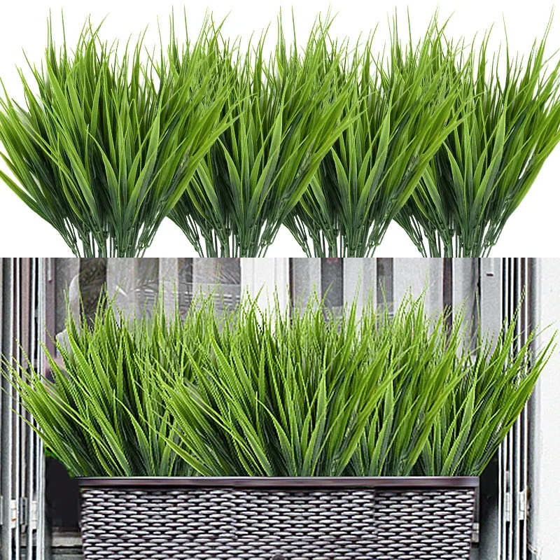 7 Forks Plastic Wheat Grass Artificial Plants/Artificial Grass Green