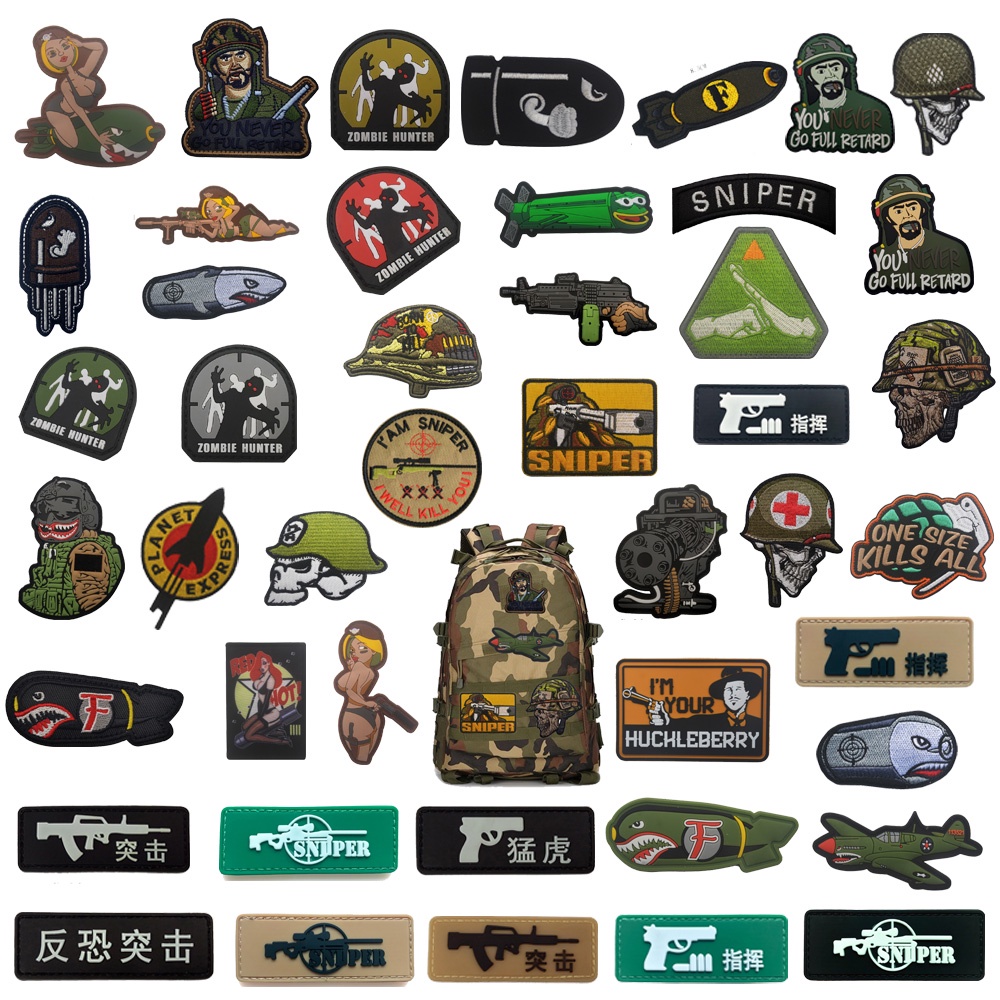 Velcro Patch 3D Embroidered Helmet Cross Medical Soldier Camouflage