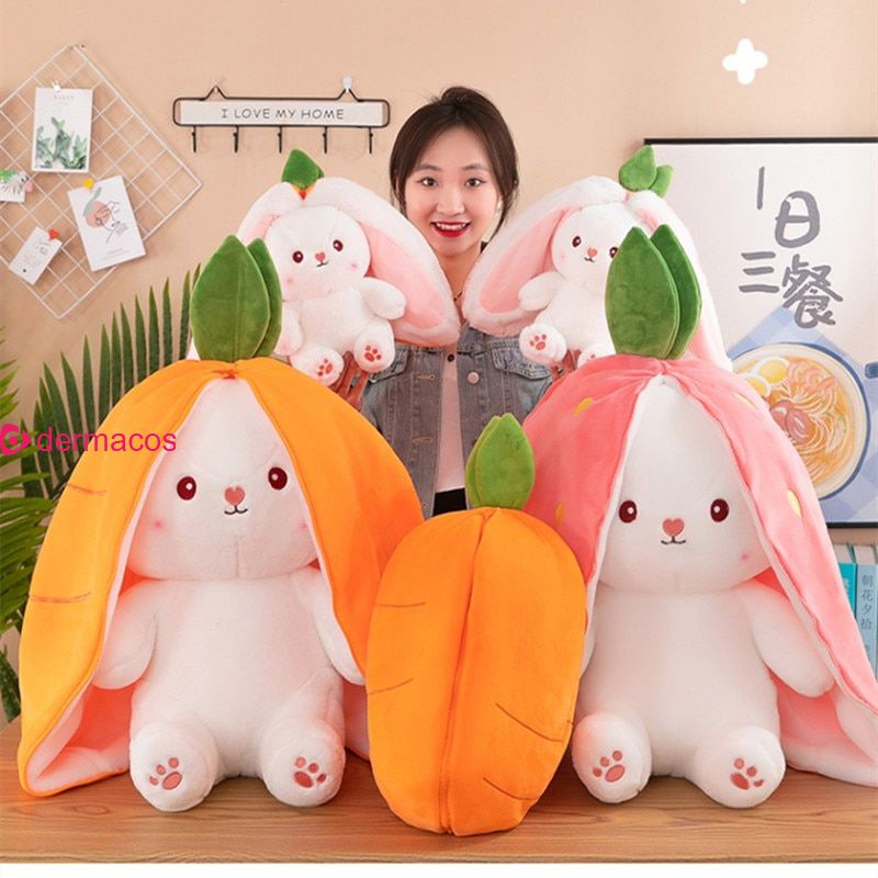 35cm Cosplay Strawberry Carrot Rabbit Plush Toy Stuffed Creative Bag ...