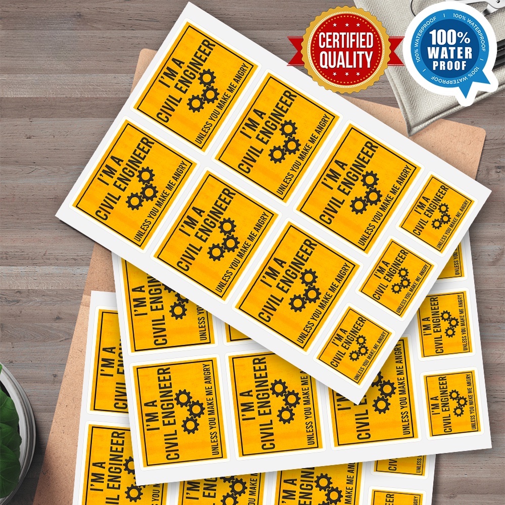 1 SET A4 SIZE High Quality Waterproof Vinyl Sticker with Civil Engineer ...