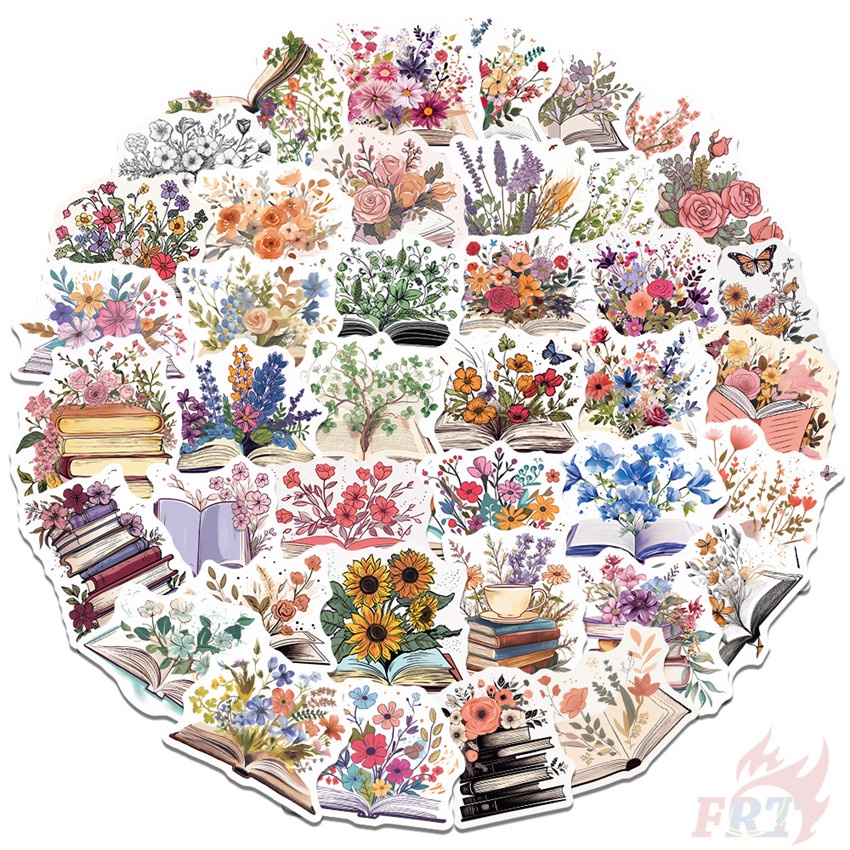50Pcs/Set Books & Flowers Art Series 03 Stickers Fashion DIY Fashion ...
