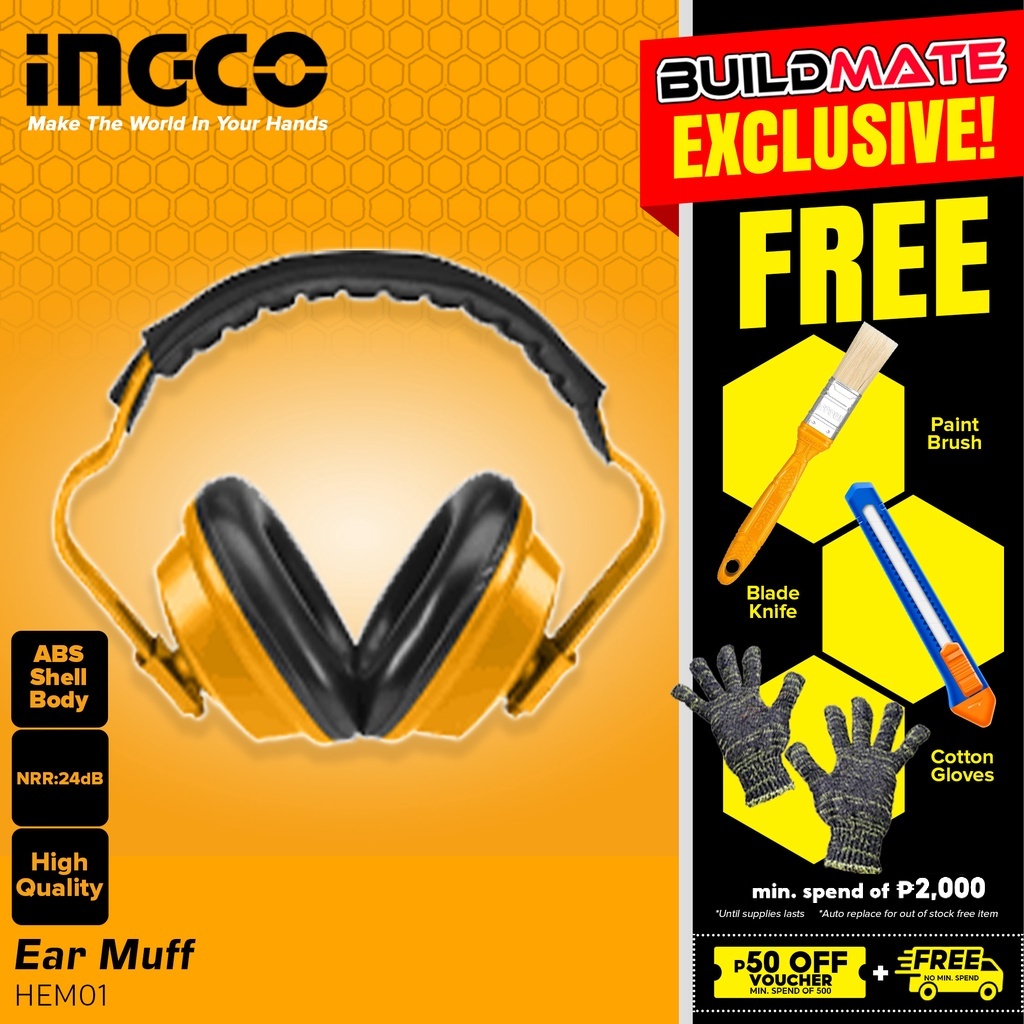 BUILDMATE Ingco Soundproof Ear Muff Protector Earmuffs Noise Reduction