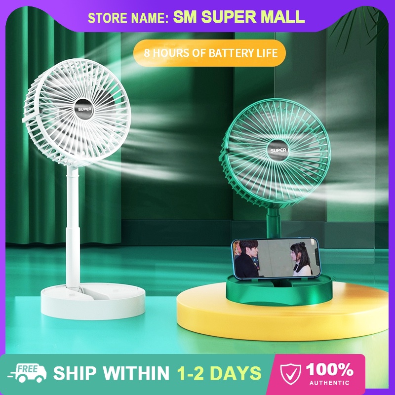 【8 Hours of Battery Life】Portable Foldable Electric Fan 2000mAh Table