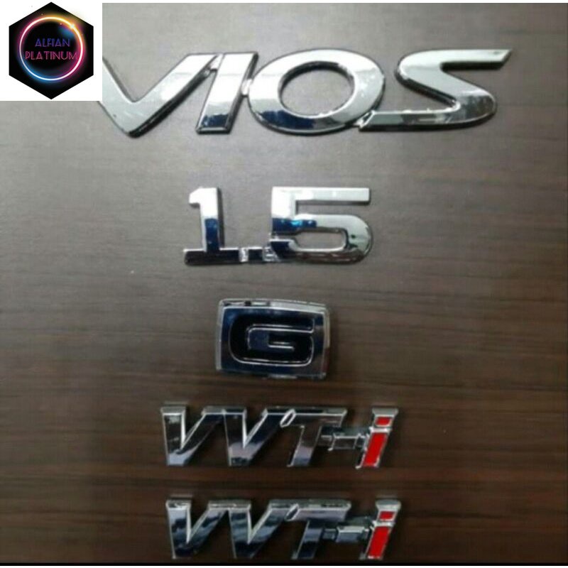 Vios Logo Emblem Package (1pcs), G (1pcs), 1.5 (1pcs), & VVT-i (1pcs ...