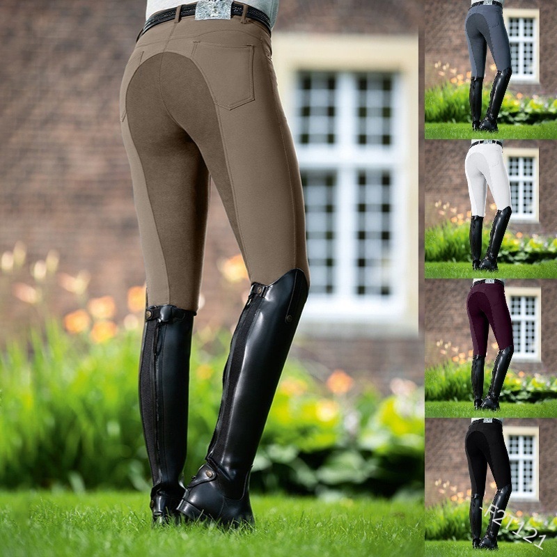 Women Fashion High Waist Elastic Equestrian Pants Horse Racing Skinny