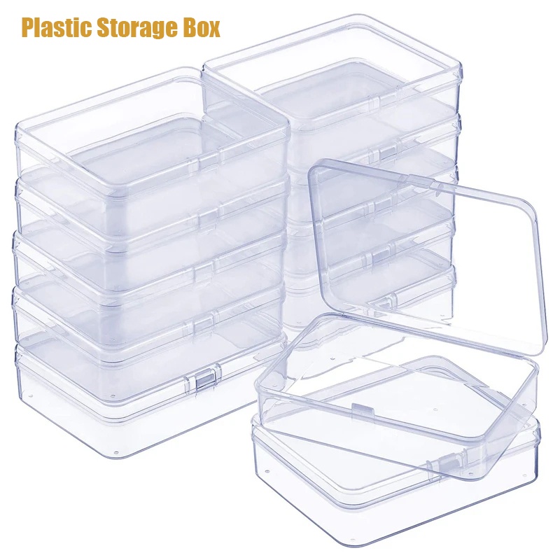 Square Multipurpose Mini Storage Box Clear Lidded Small Plastic Box