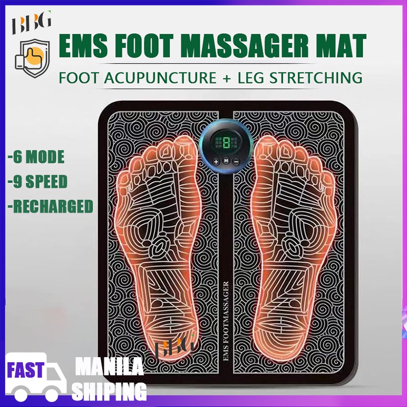 BBG Electric EMS Foot Massage Pad Foot Massager Mat Portable Foot ...