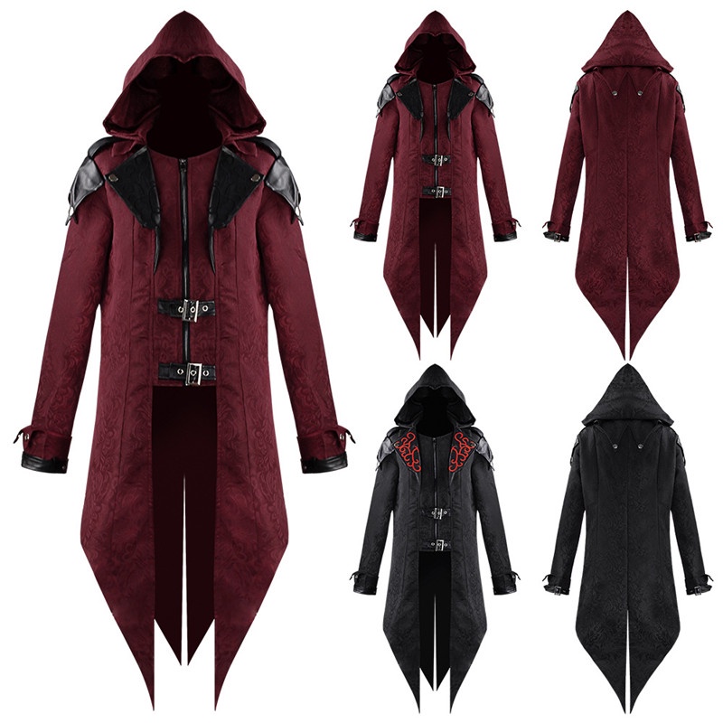 Men Medieval Vintage Tuxedo Costume Mid-Length Punk Applique Coat main image 0