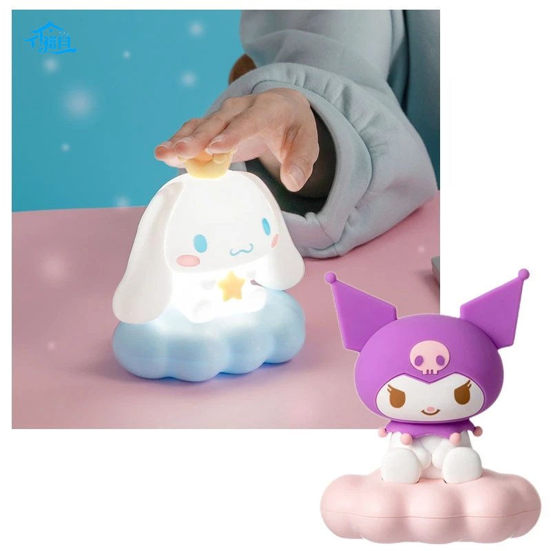 Sanrio Cartoon Kuromi Cinnamoroll Dolls Silicone Pressing Night Light ...