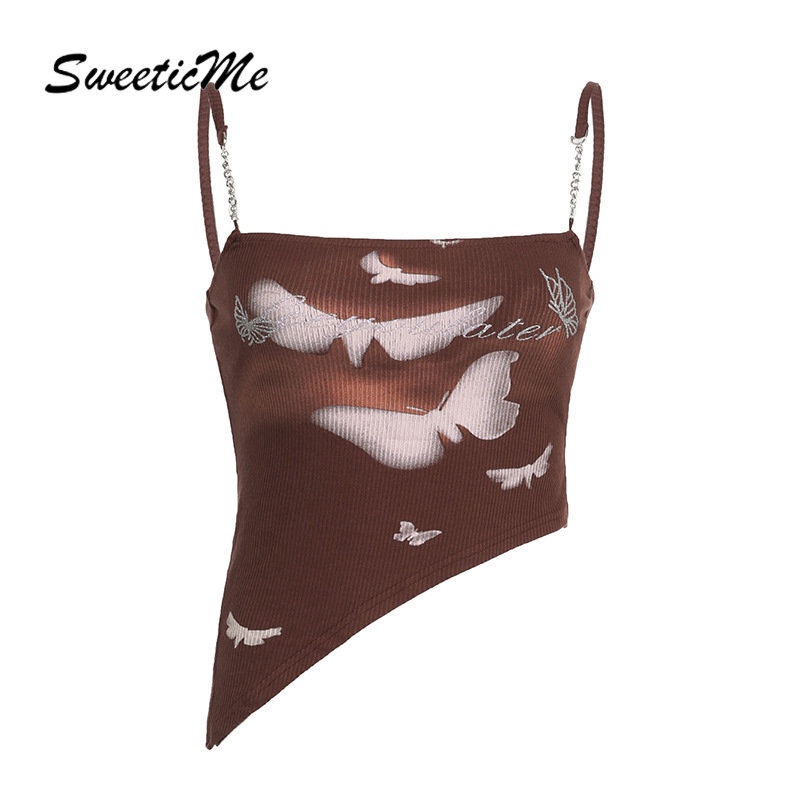 Sweeticme Women S Chain Print Irregular Slim Fit Sexy Casual Tank Tops Camisole Shopee Philippines